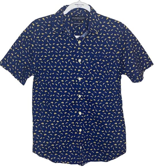 Nick Graham Men’s Sz Sm All Over Banana Print Cotton Button Down Shirt - Picture 1 of 4